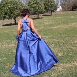 Jovani Royal Blue Backless Dress